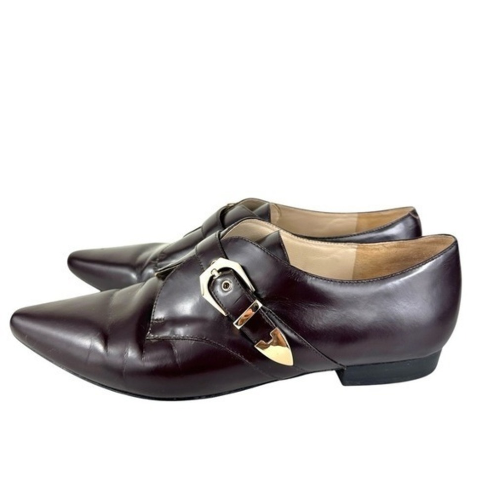 Pour La Victoire pointed toe monk strap court shoes 7 Burgundy Dark Academia